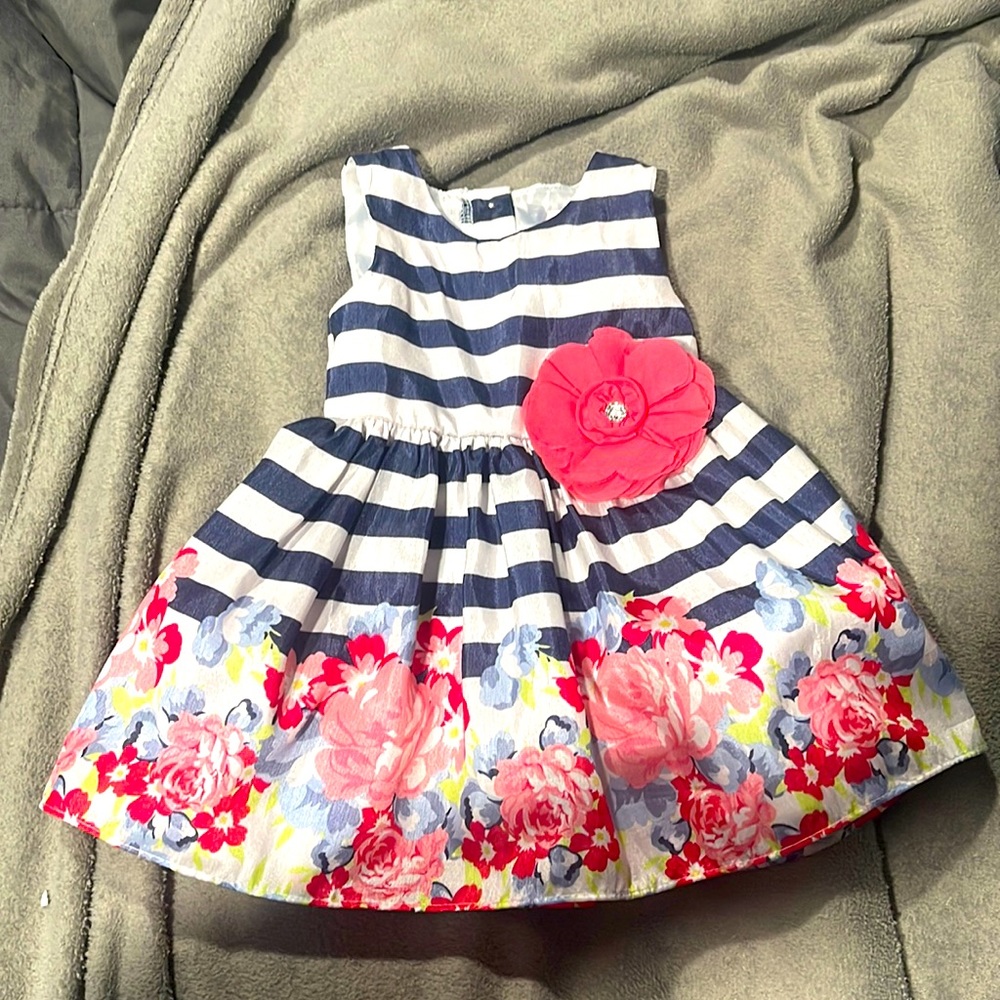 12M Striped dress with flowers